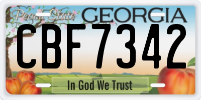 GA license plate CBF7342