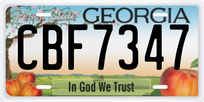 GA license plate CBF7347