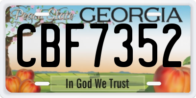 GA license plate CBF7352