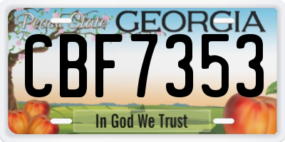 GA license plate CBF7353
