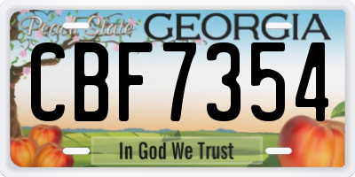GA license plate CBF7354