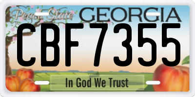 GA license plate CBF7355