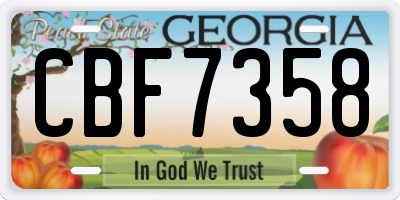 GA license plate CBF7358
