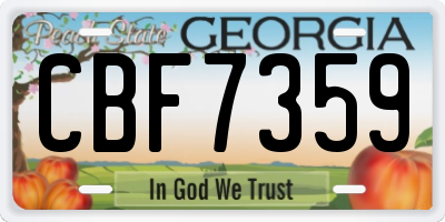 GA license plate CBF7359