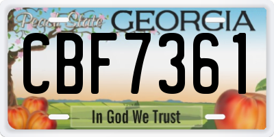 GA license plate CBF7361