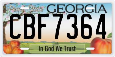 GA license plate CBF7364