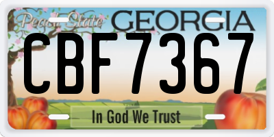 GA license plate CBF7367