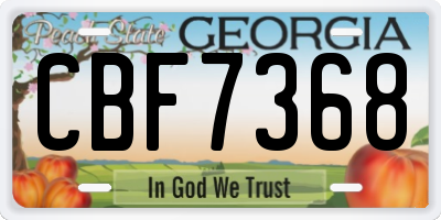 GA license plate CBF7368