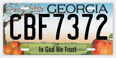 GA license plate CBF7372