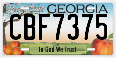 GA license plate CBF7375
