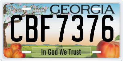 GA license plate CBF7376