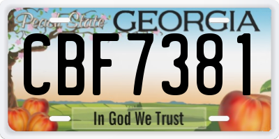 GA license plate CBF7381
