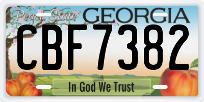 GA license plate CBF7382