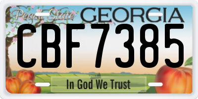 GA license plate CBF7385