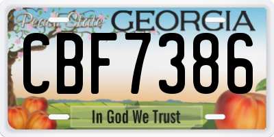 GA license plate CBF7386