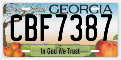 GA license plate CBF7387