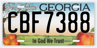 GA license plate CBF7388