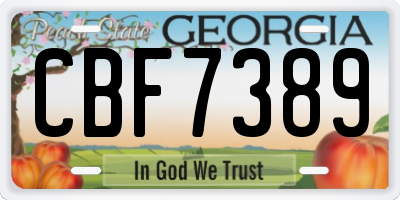 GA license plate CBF7389