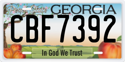 GA license plate CBF7392