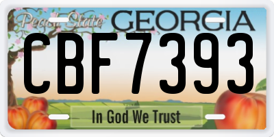 GA license plate CBF7393