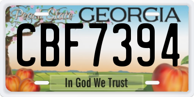 GA license plate CBF7394