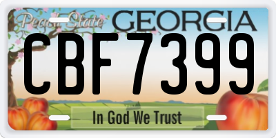 GA license plate CBF7399