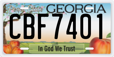 GA license plate CBF7401