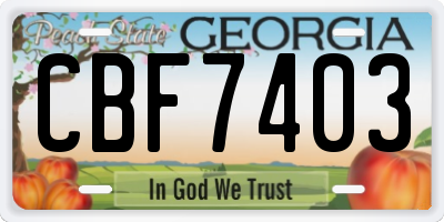 GA license plate CBF7403