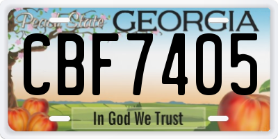 GA license plate CBF7405
