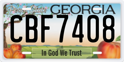 GA license plate CBF7408