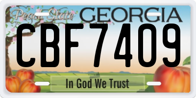 GA license plate CBF7409