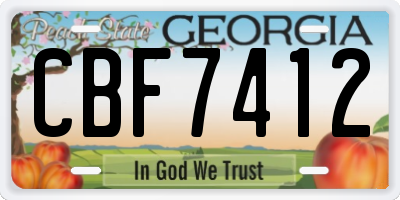 GA license plate CBF7412