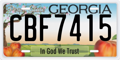 GA license plate CBF7415