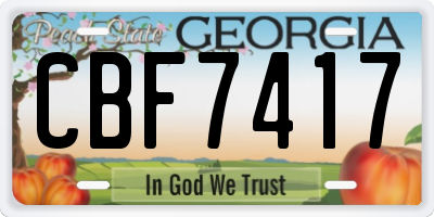 GA license plate CBF7417