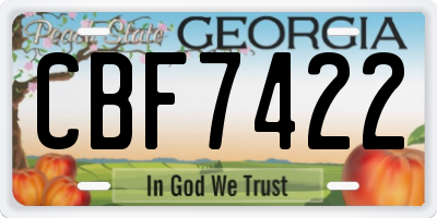 GA license plate CBF7422