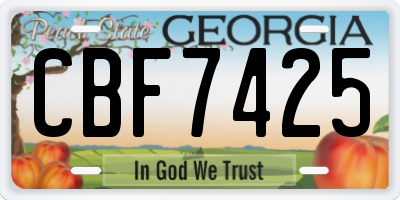 GA license plate CBF7425