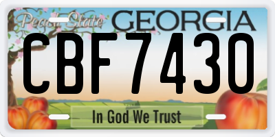GA license plate CBF7430