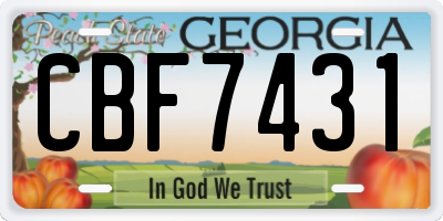 GA license plate CBF7431