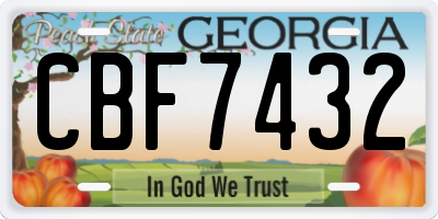 GA license plate CBF7432