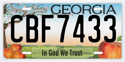 GA license plate CBF7433