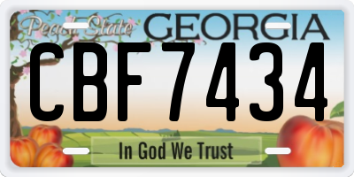 GA license plate CBF7434