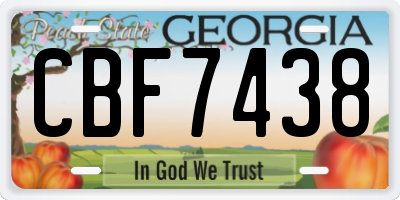 GA license plate CBF7438