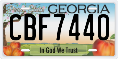 GA license plate CBF7440