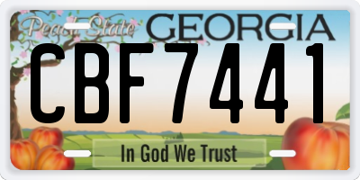 GA license plate CBF7441