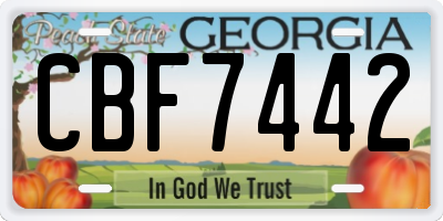 GA license plate CBF7442