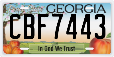 GA license plate CBF7443