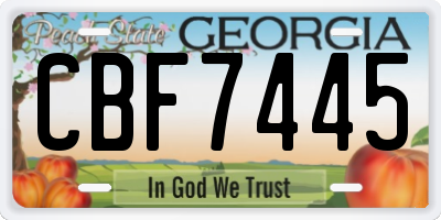 GA license plate CBF7445