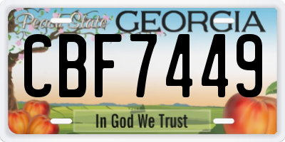 GA license plate CBF7449