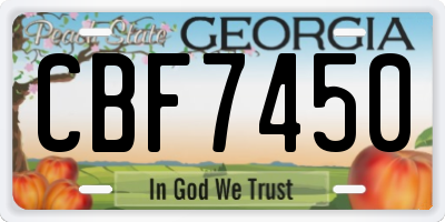 GA license plate CBF7450
