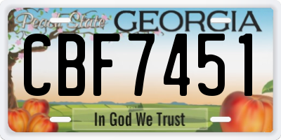 GA license plate CBF7451